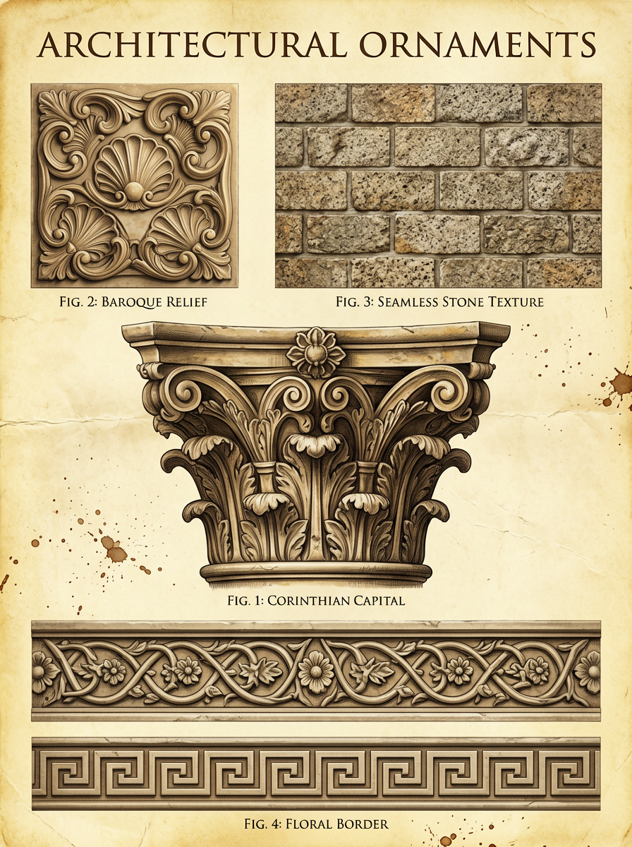 Classical Architectural Decorative Texture Atlas