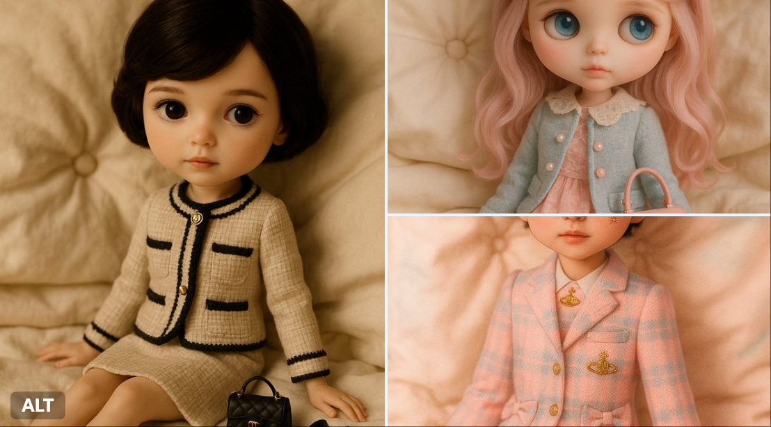 Hyper-realistic Photograph of a Fashion Doll Styled in the Aesthetic of