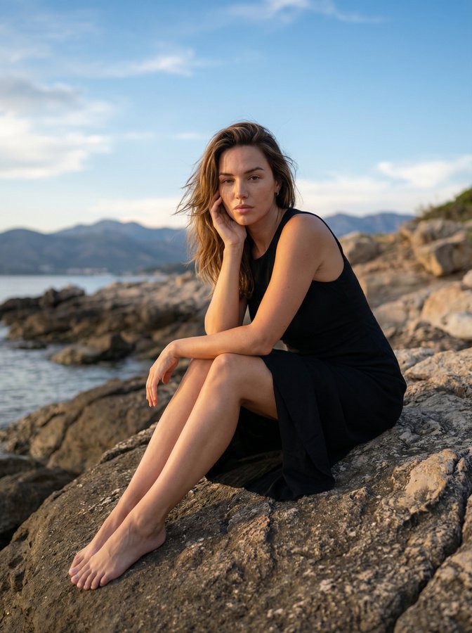 Sunset Coast Black Dress Girl