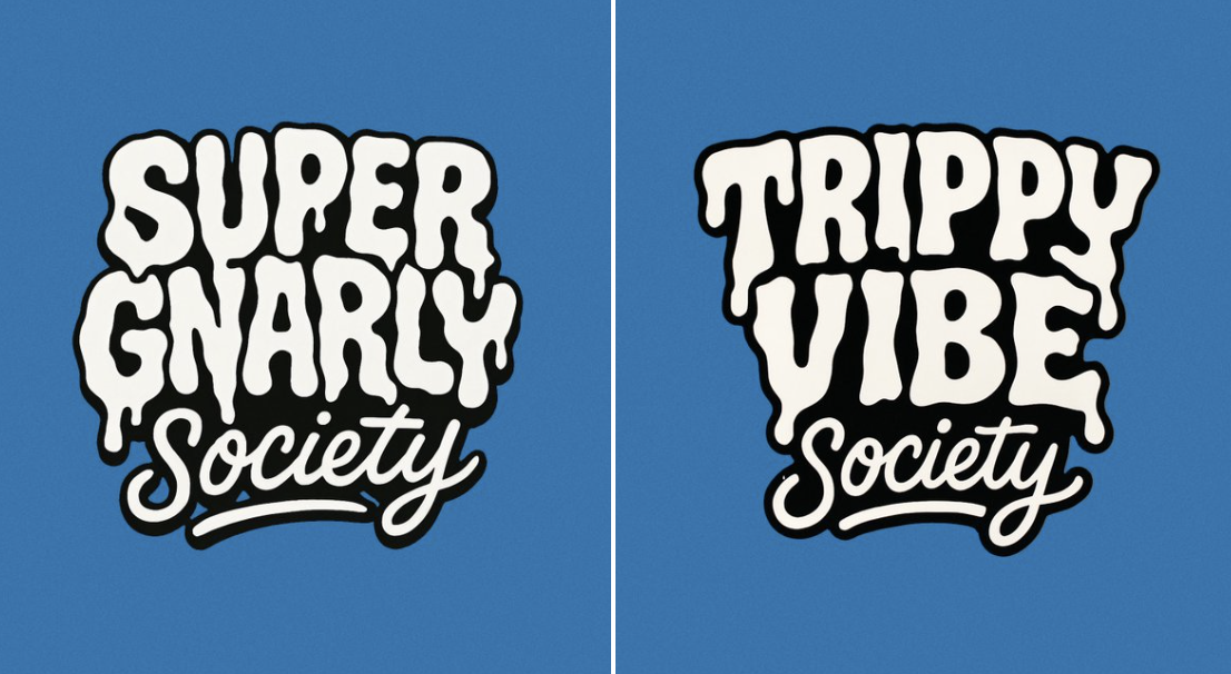 A Bold Warped Cartoon-style Text Design with Two Distinct Layers