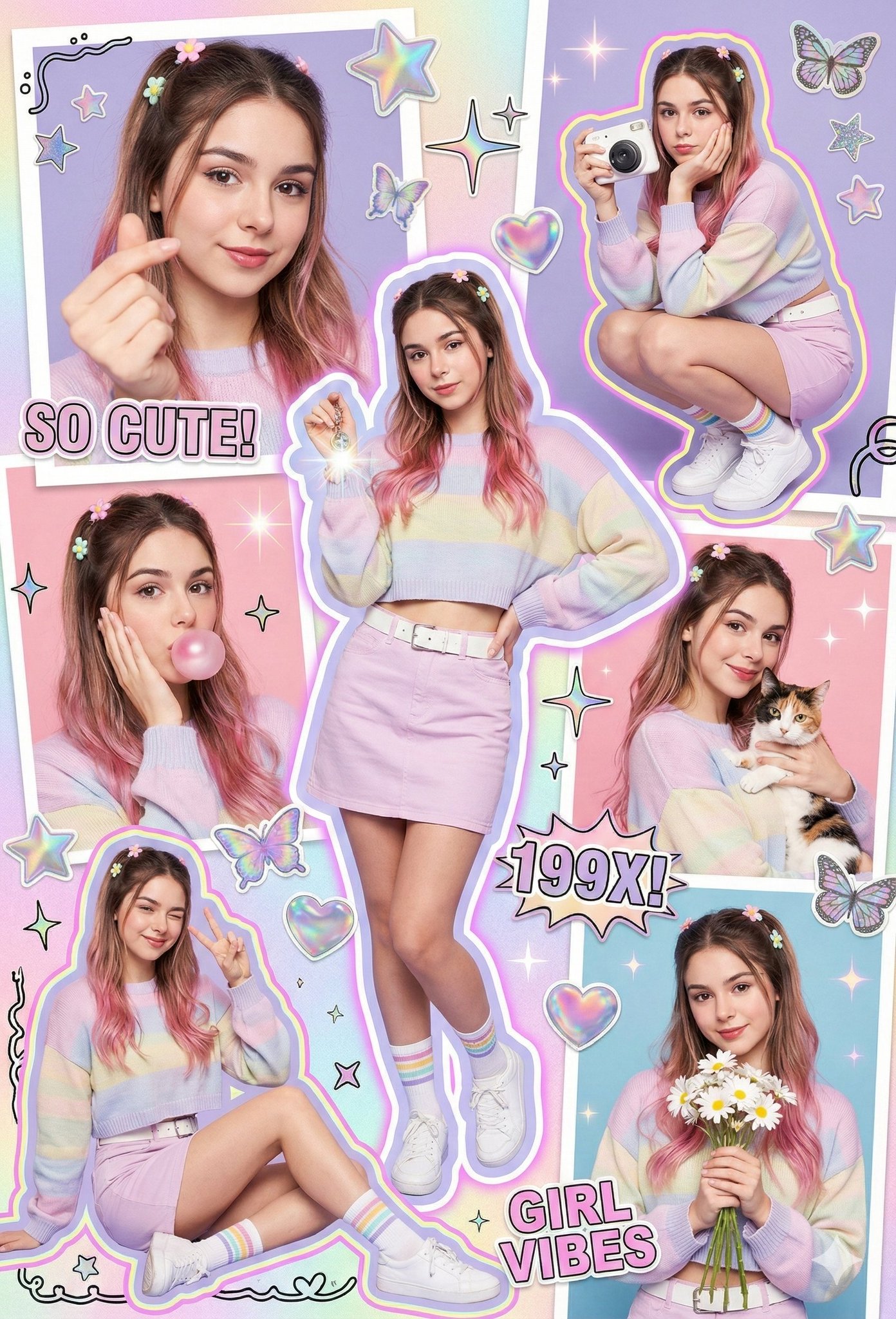 Facelock Identity True Accuracy 100 Scene Colorful Y2K Scrapbook Poster Aesthetic
