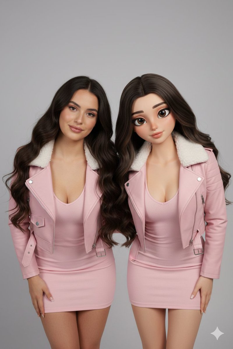Real vs 3d Pink Sisters Mirror Pose