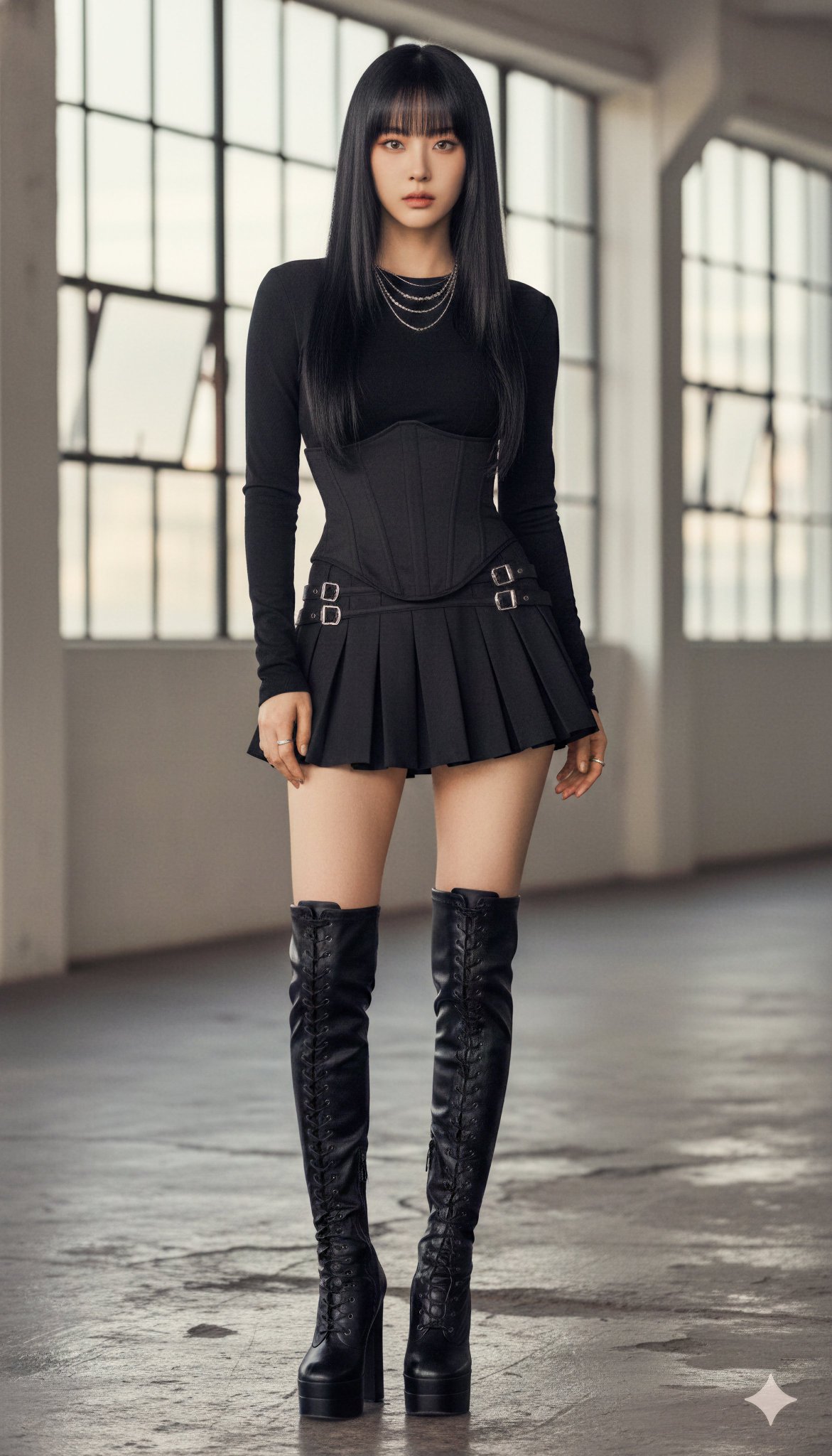 Instruction Generate a Full-body Photorealistic Fashion Portrait of a Modern East
