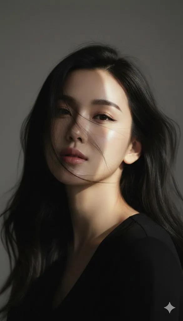 Korean-Style Fashion Close-Up Portrait of a Young Woman