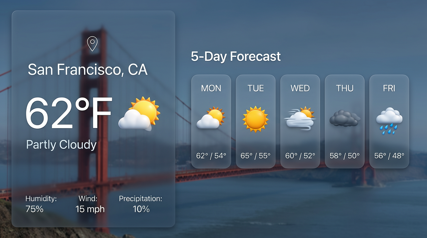 San Francisco Frosted Glass Weather UI