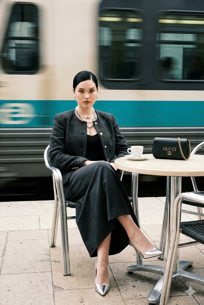Luxury Gucci Fashionista with Speeding Train