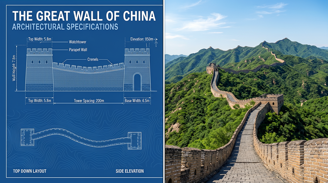 Great Wall of China Blueprint Poster
