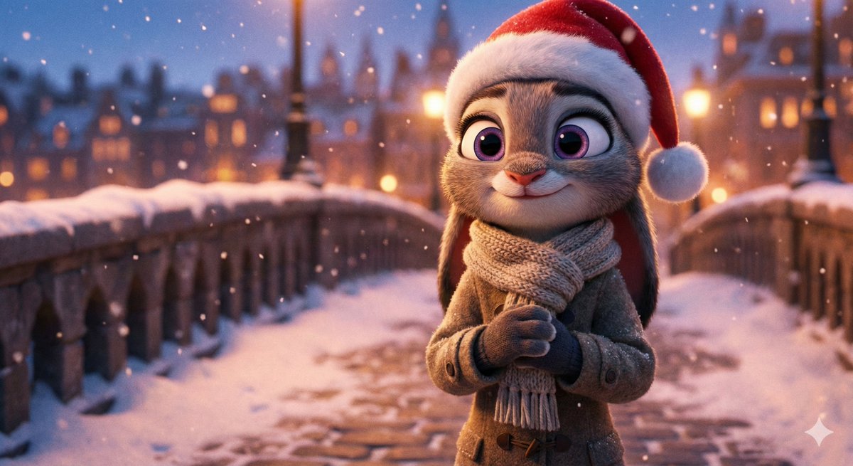 Judy Standing on a Snowy Bridge