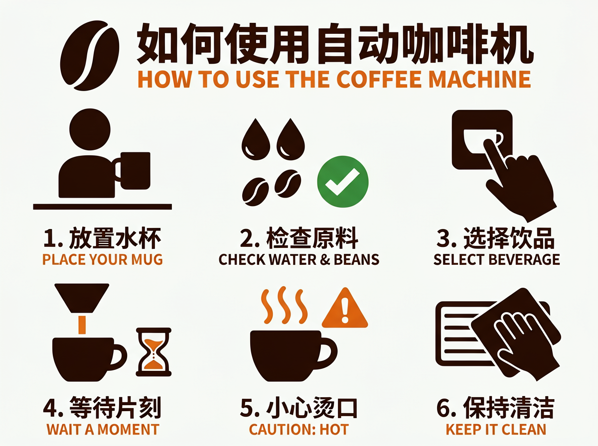 Coffee Machine Step-by-Step Pictogram