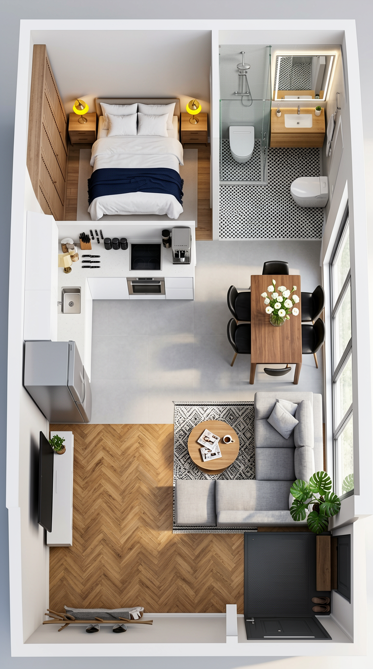Narrow House Isometric Cross-Section Render
