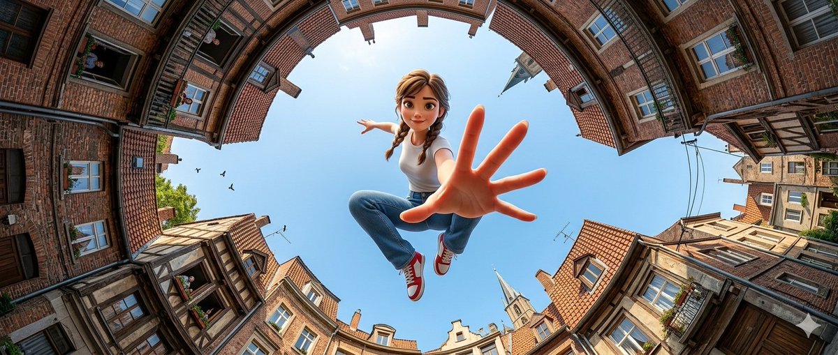 Fisheye Lens Pixar Jumping Girl