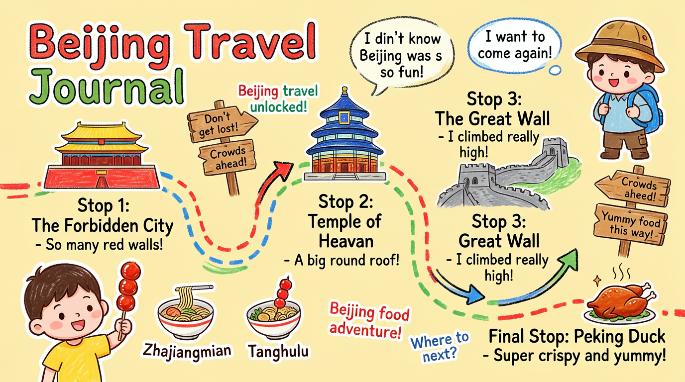 Beijing Travel Crayon Hand-Drawn Diary