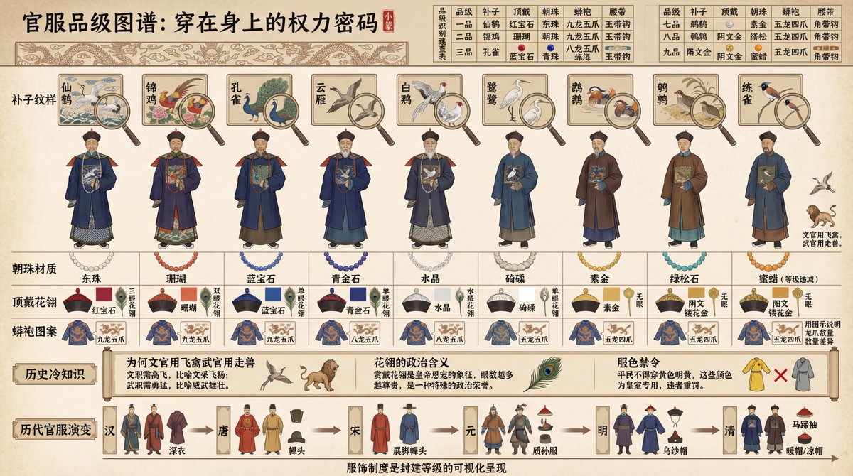 In Ancient Chinese Official Robe Ranks Infographic