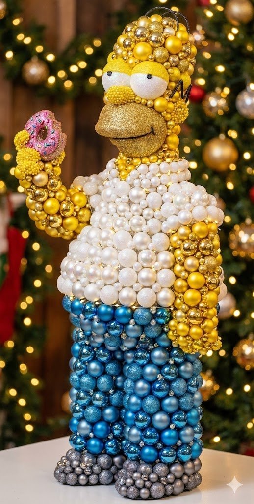 Metallic Glitter Christmas Ball Sculpture
