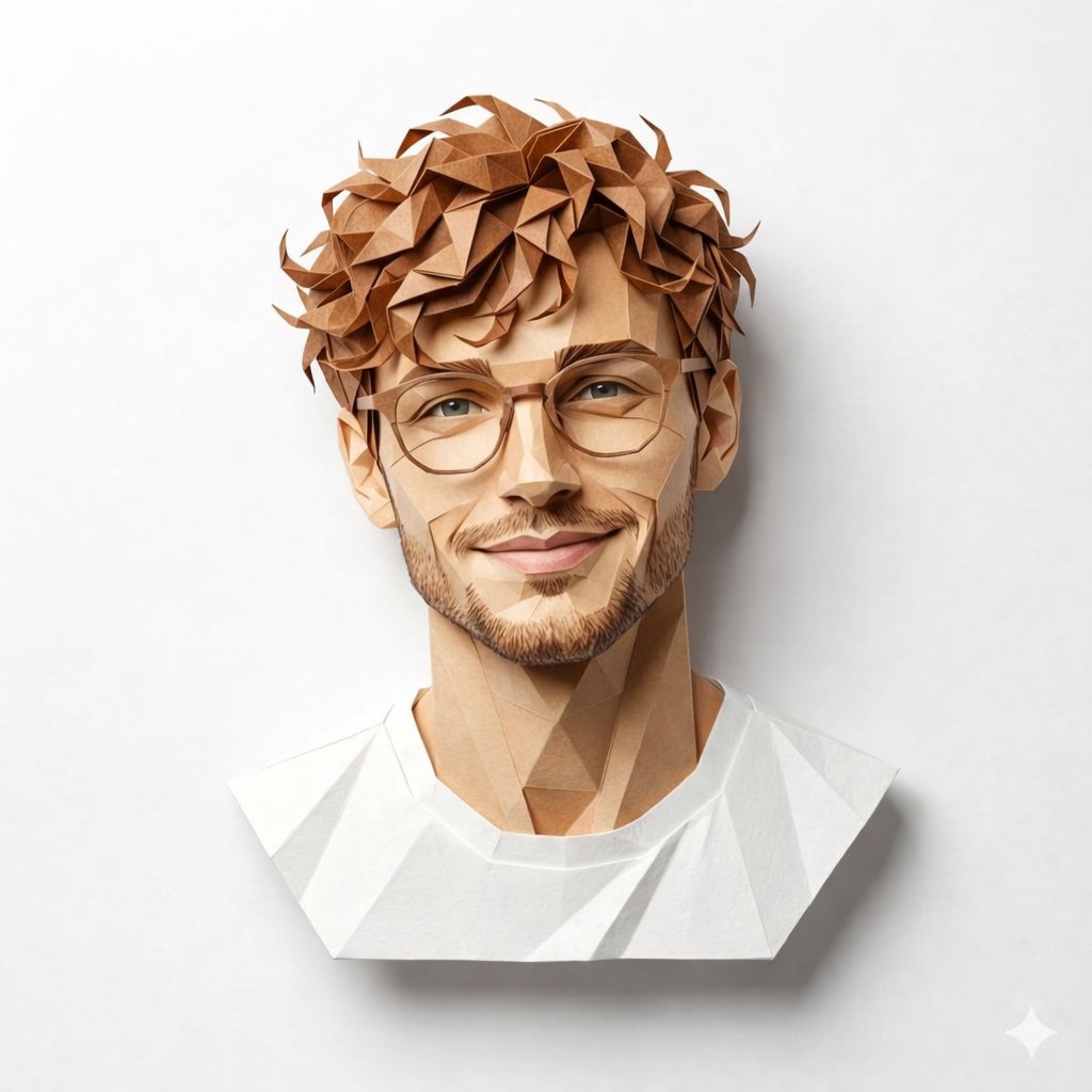 Geometric Papercraft Portrait of a man