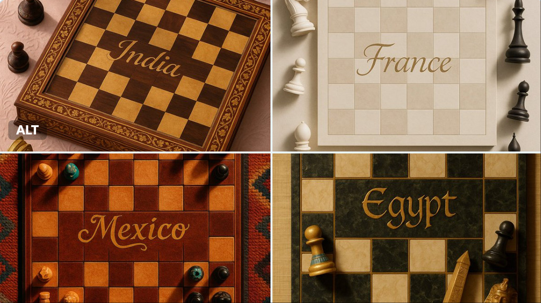 Highly Realistic Vertical Photograph of a Traditional Chessboard Viewed From Above