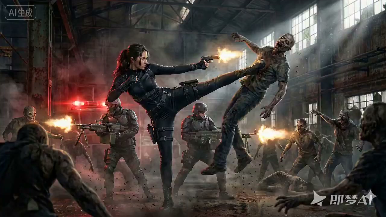 Post Apocalyptic Female Warrior Spin Kick