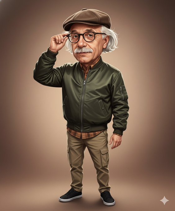 A Realistic Digital Caricature Painting of a Middle-aged Man Attached Photo