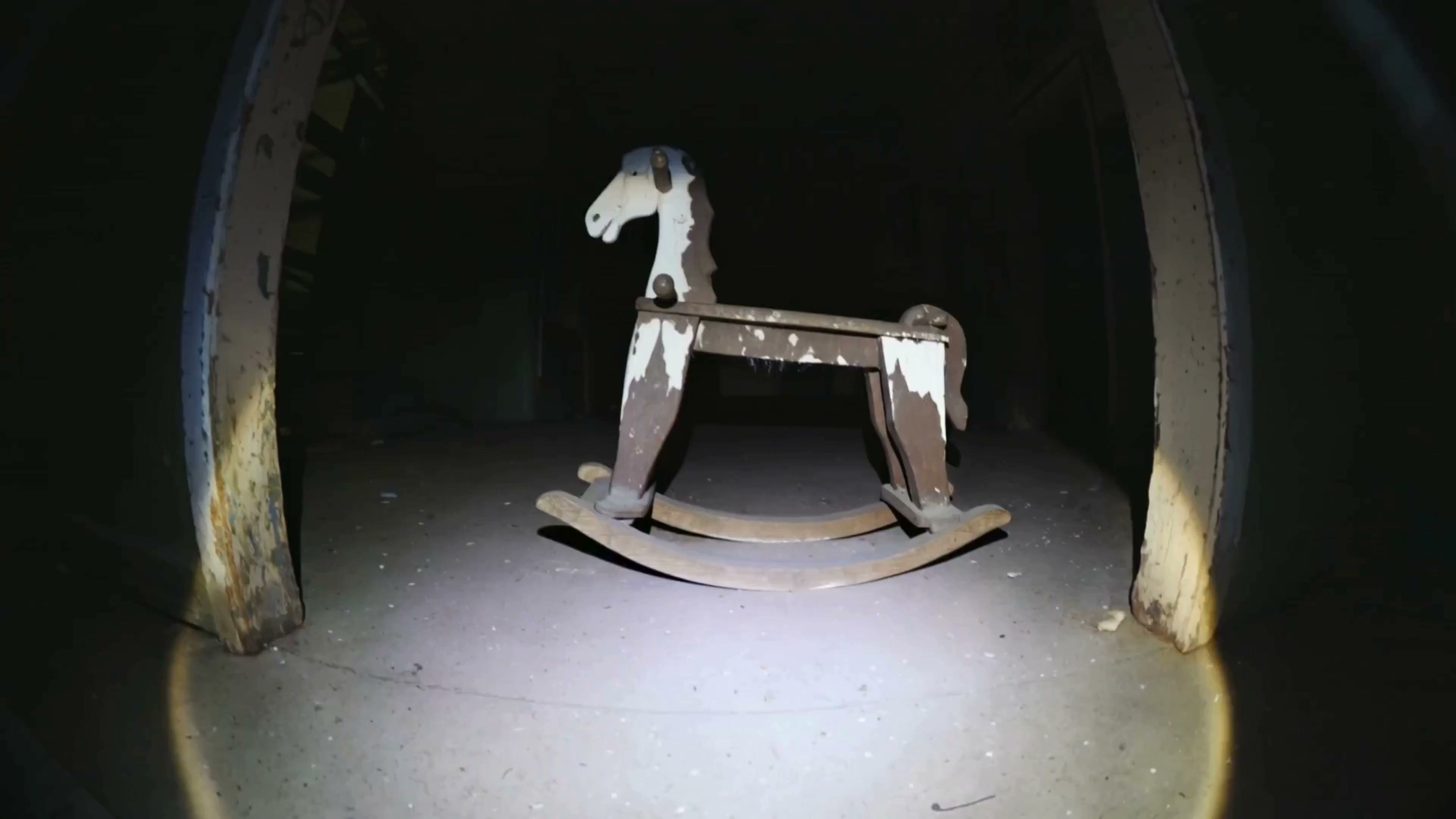 Fisheye Abandoned Hallway Rocking Horse Horror