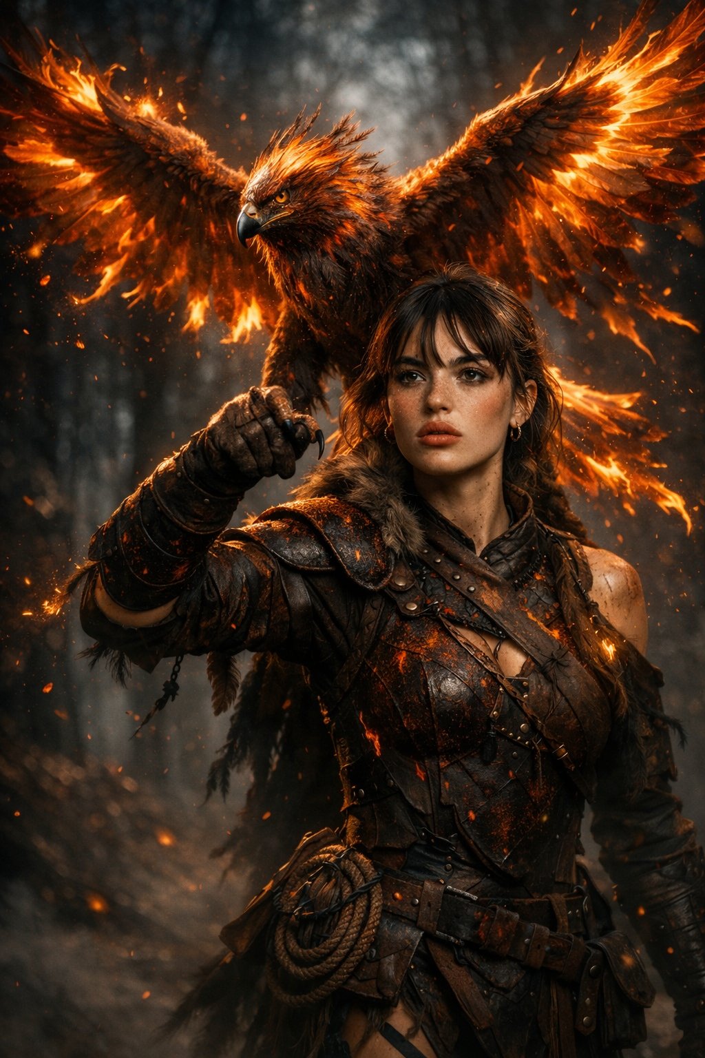 Cinematic Fantasy Scene of a Fierce Female Use Image for Face