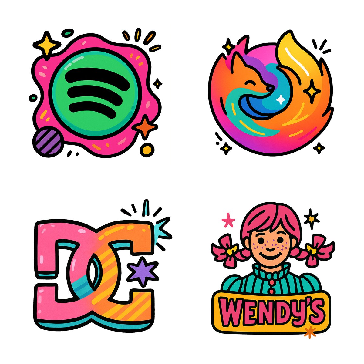 A 2D Digital Illustration of the FIREFOX Logo in a Colorful