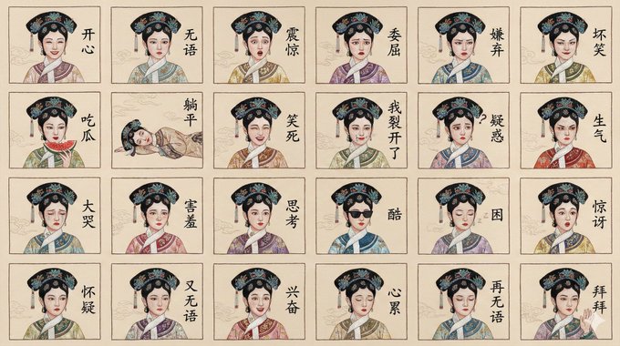 Suzhou Embroidery Style Meme Sticker