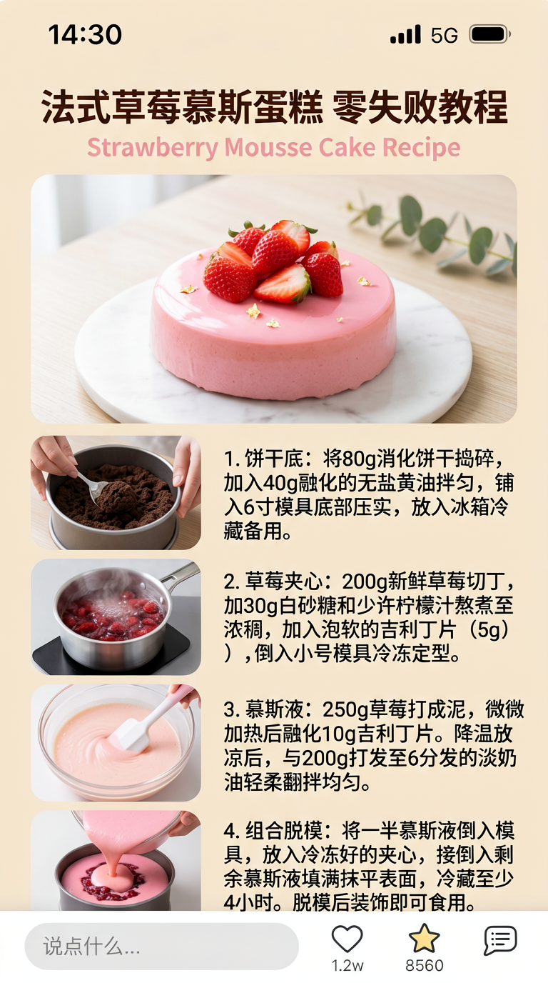 Strawberry Mousse Cake Tutorial