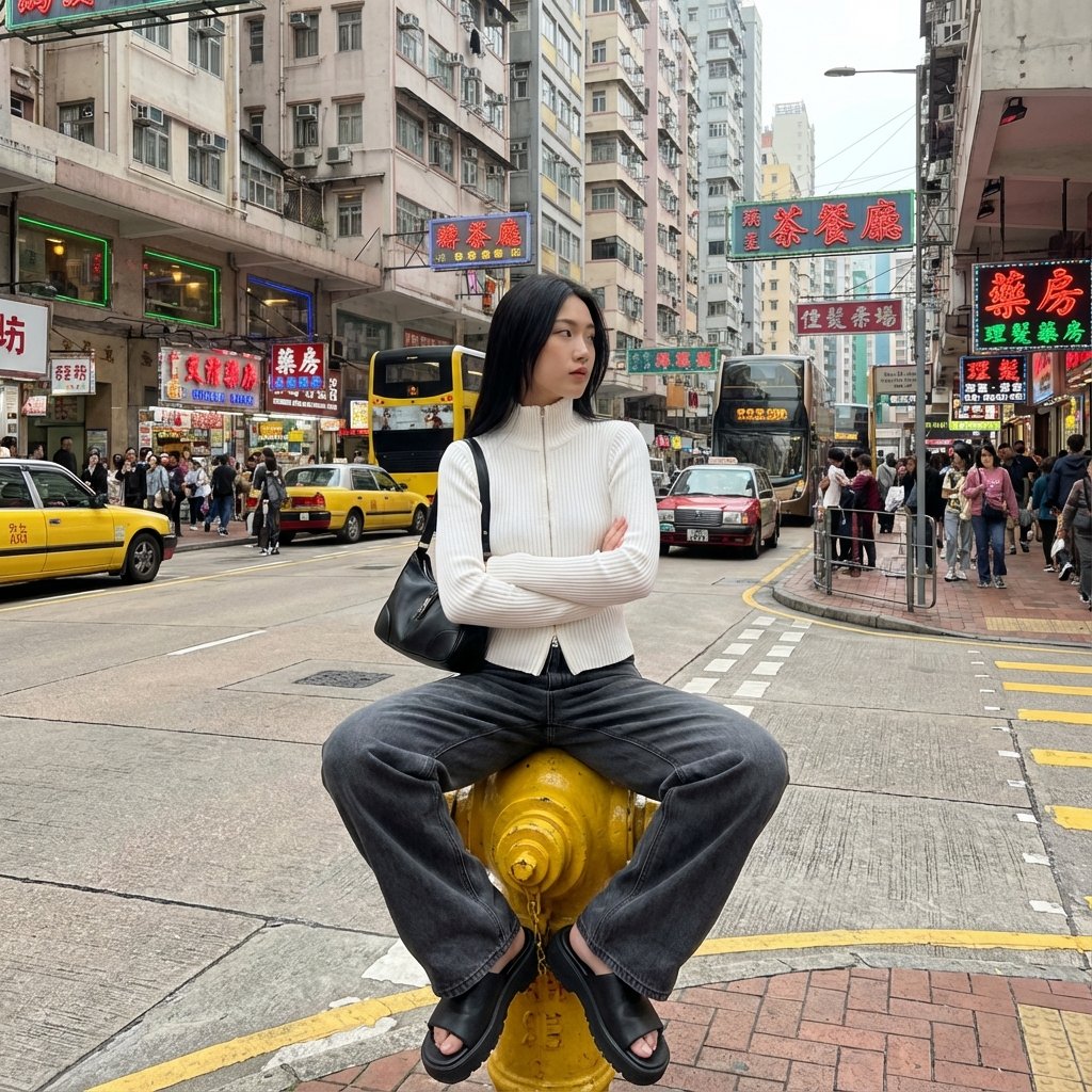 Confident Girl Neon Street
