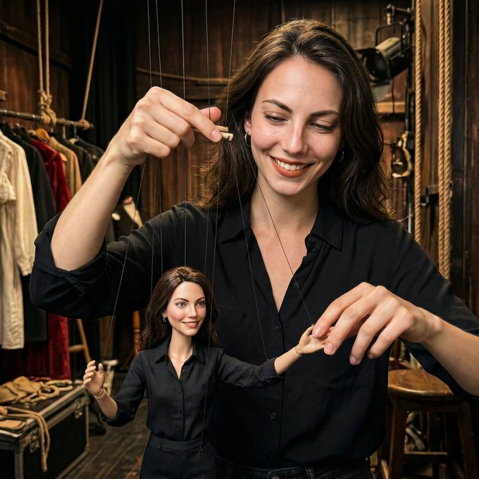 Ekteki Ki I Bir Tiyatro Kulisinde Kendisinin Kopya Kuklas N Marionette