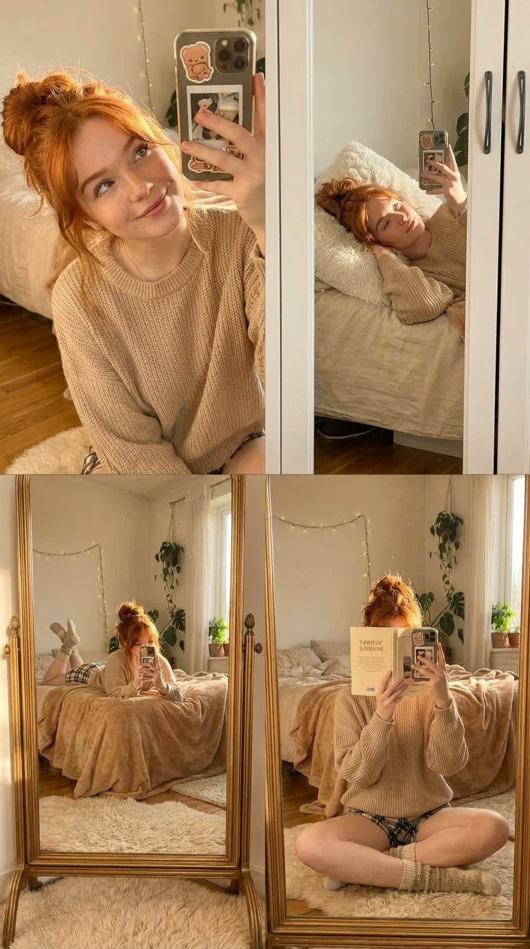 Cohesive 4-panel Aesthetic Photo Collage Arranged in a 2x2 Grid Capturing