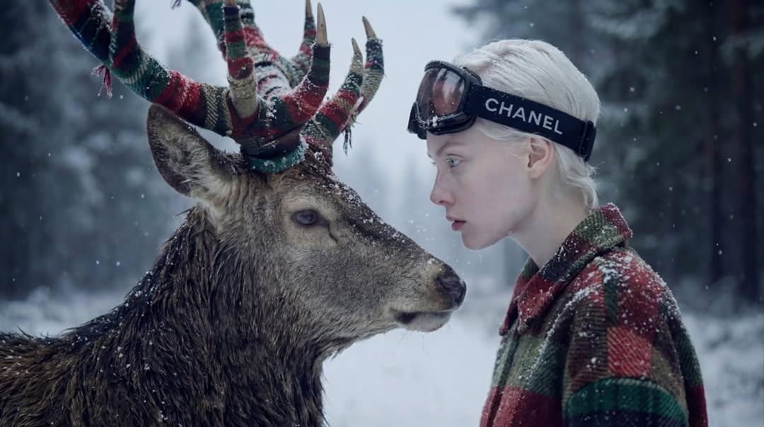 Create a Hyper-realistic 8K Surreal Winter Fantasy Portrait Featuring a Young