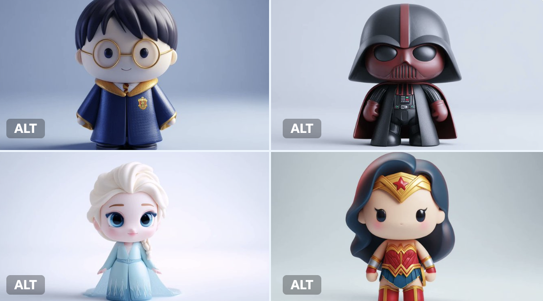 Chibi-style 3D Vinyl Toy of Subject Rendered in Color1 and Color2