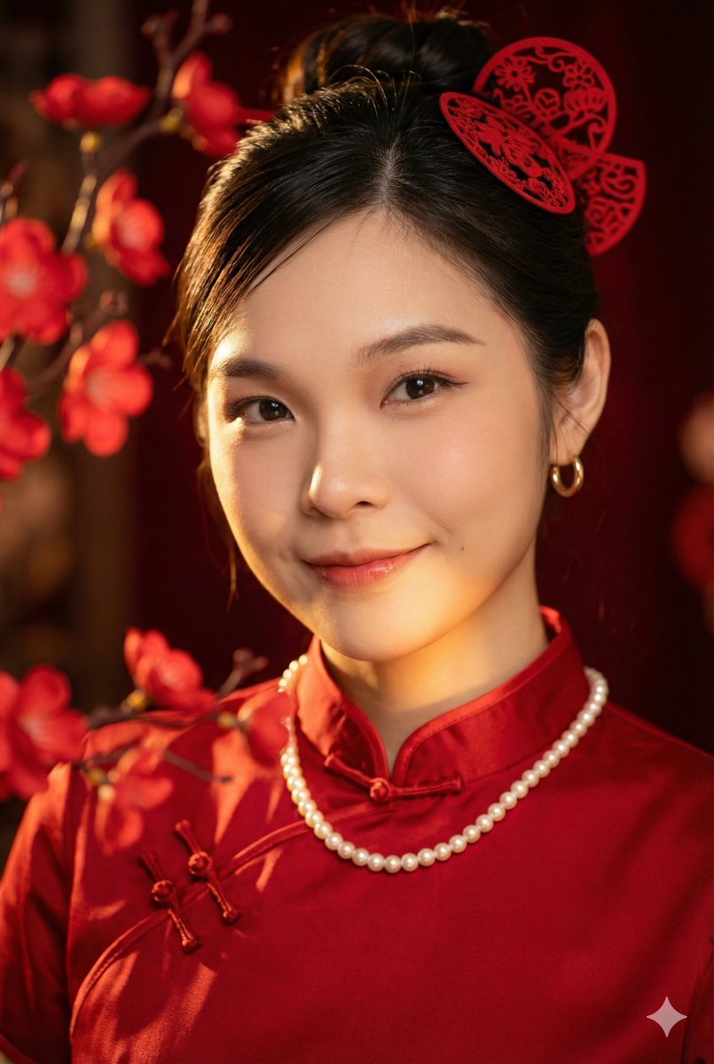 New Chinese Style Qipao Red Makeup Beauty