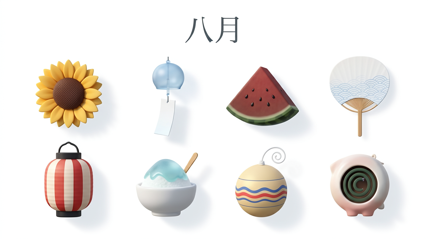 3D Icon Collection Representing Japanese Seasons