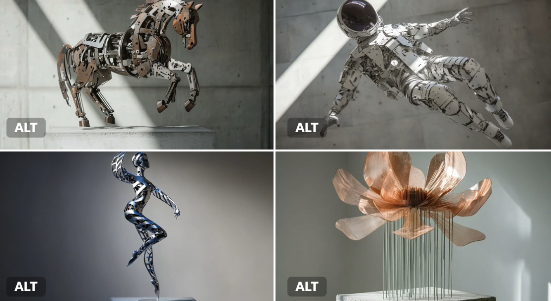 Kinetic Sculpture of a Subject Made of Interlocking Metal Rods and