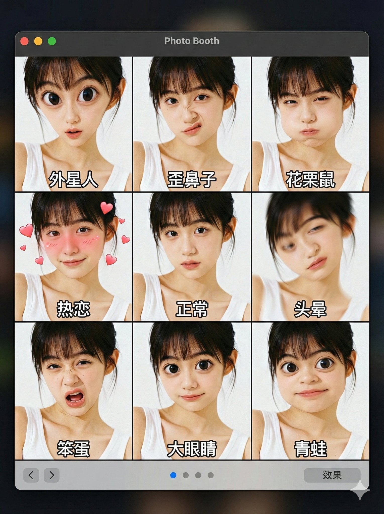 Complete Screenshot of the MacOS Photo Booth Application Interface