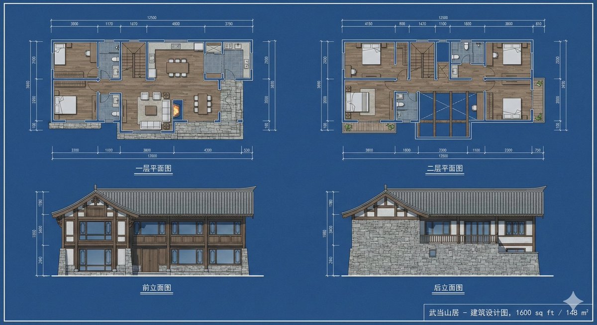 A Two-Story House on the Mid-Slope of Mount Wudang