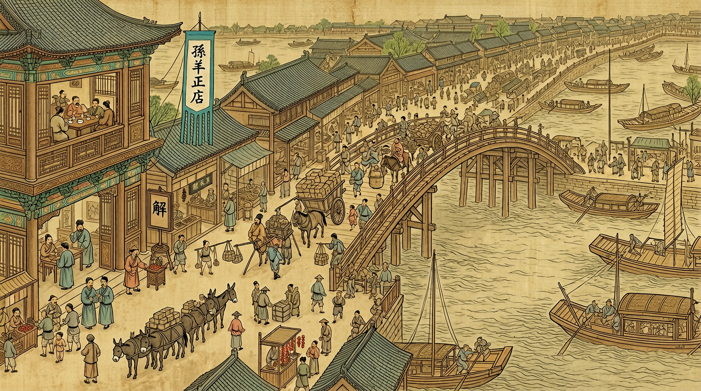 Along the River Style Folk Life Painting