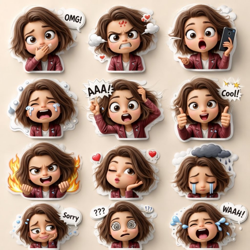 Pixar Style Red Jacket Girl 3d Stickers