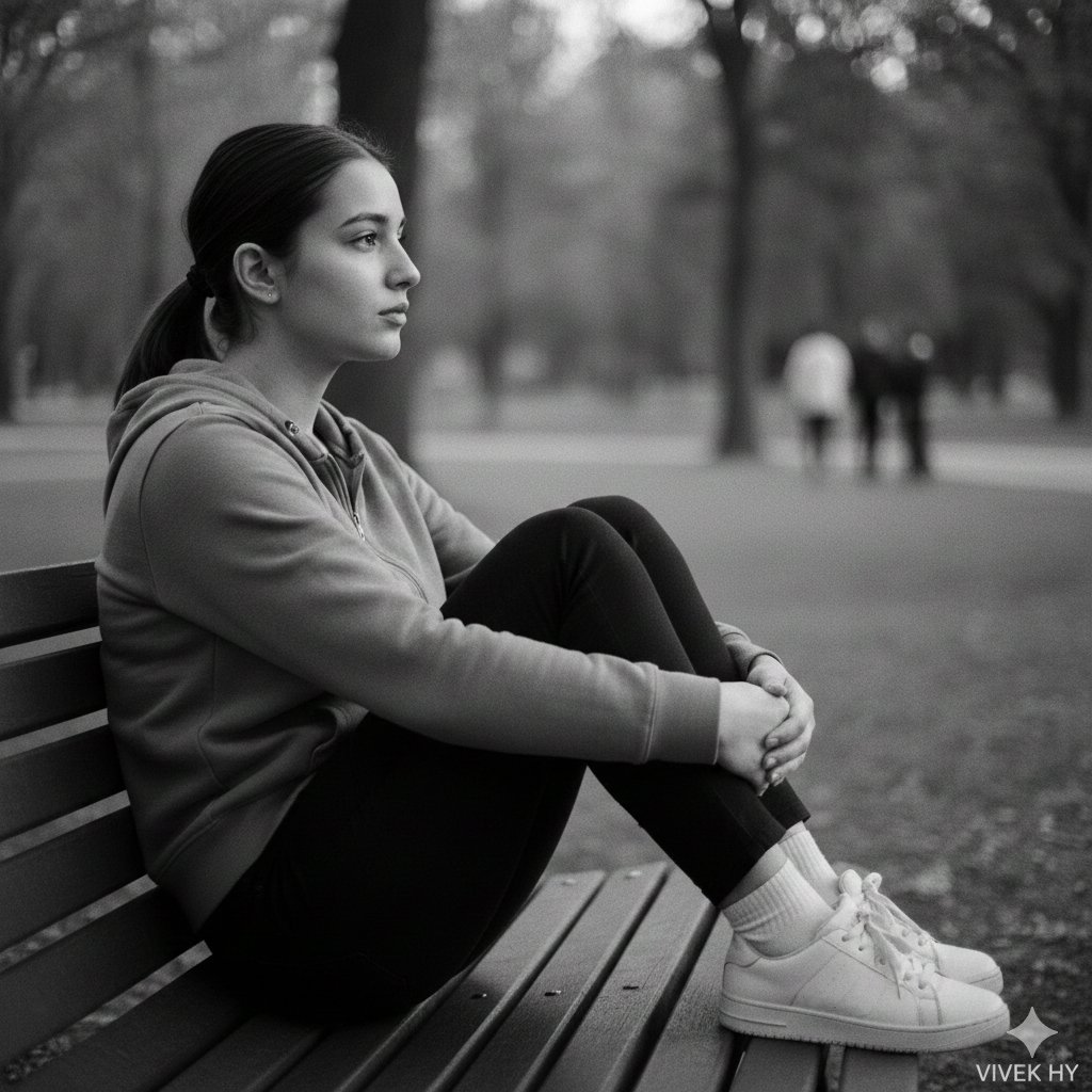 Cinematic Bw Portrait Thoughtful Girl