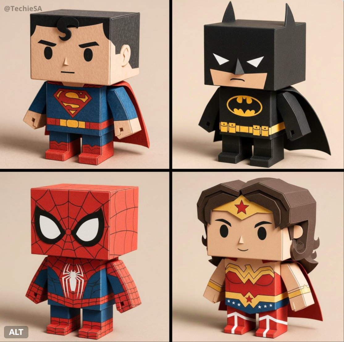 Ultra-detailed Render of a CHARACTER NAME Paper Toy Version in Box