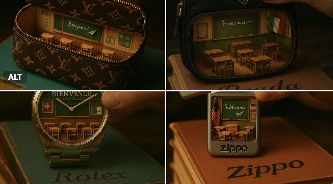 Realistic Cinematic Photograph of a Vintage BRAND NAME Item Being Gently