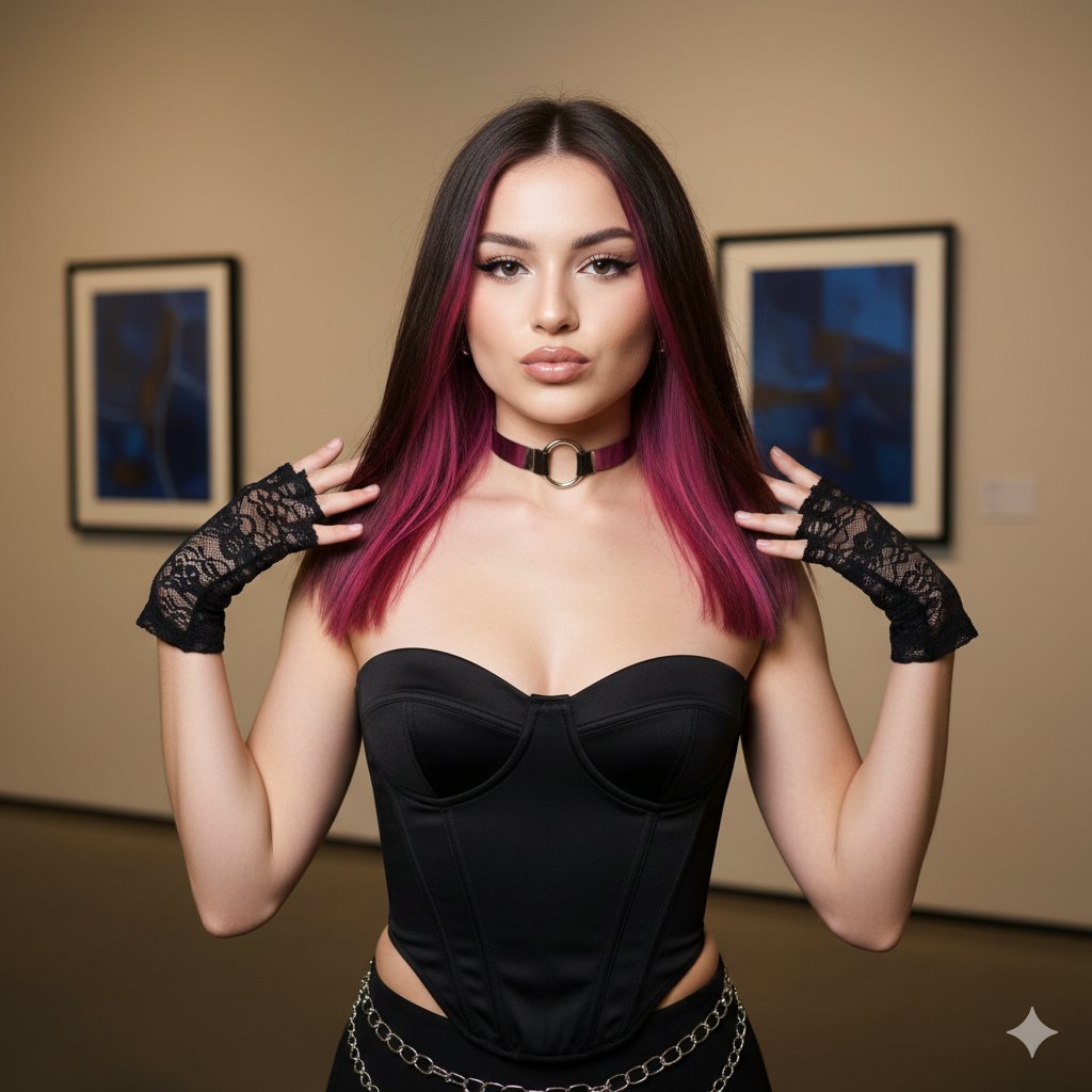 Y2k Flash Electric Purple Hair Fashion Girl