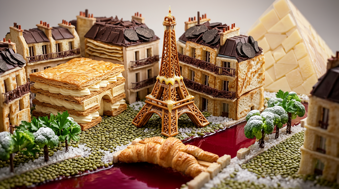 Miniature Paris Built with French Food