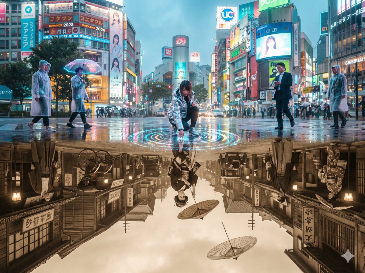 Single Perfectly Composed 4 3 Cinematic Photograph of Shibuya Crossing Tokyo