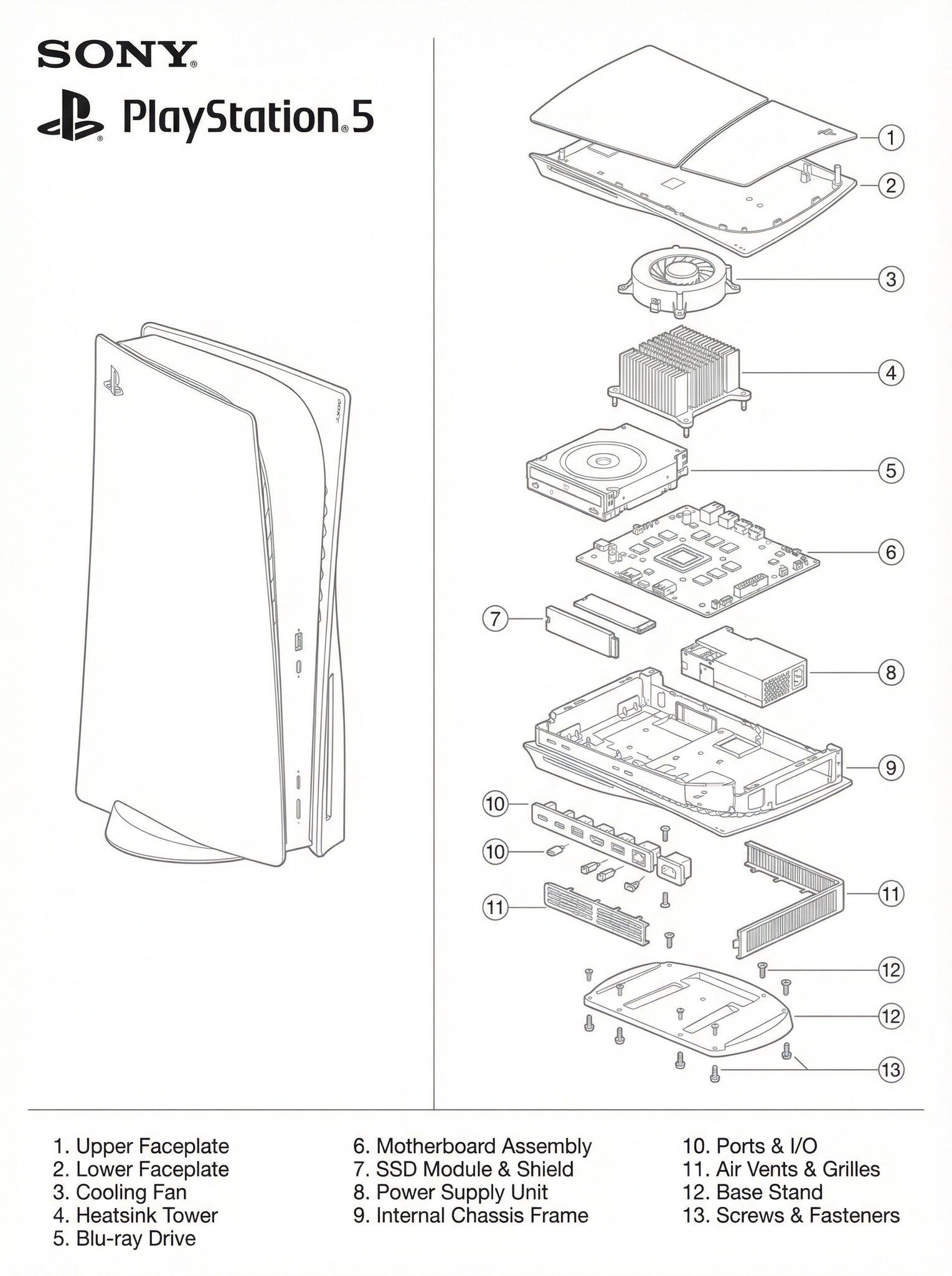 Two-panel Technical Blueprint Diagram in Clean Monochrome Line-art Matching the Exact