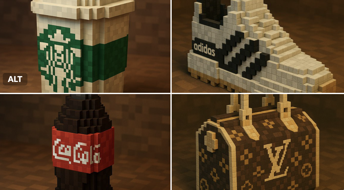 A Minecraft-style Voxel Recreation of a BRAND NAME OBJECT Built Entirely