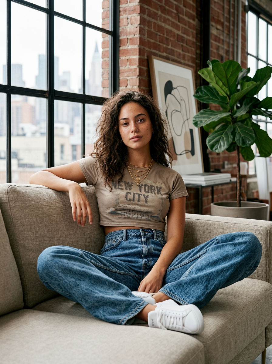 Retro Casual Female Lifestyle Portrait