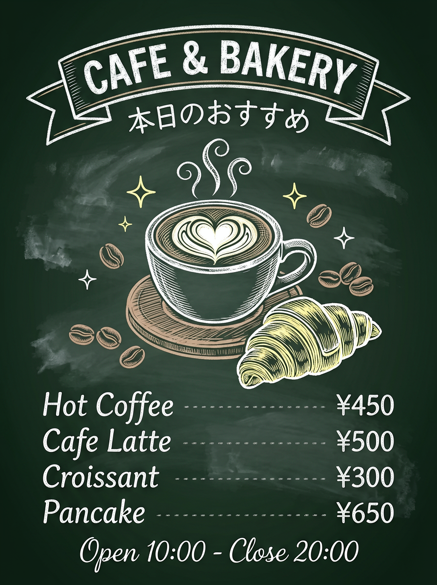 Chalkboard-Style Café Hand-Drawn Menu