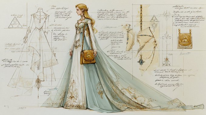 Fashion Designer's Sketch of an Elegant Outfit or Dress Inspired by